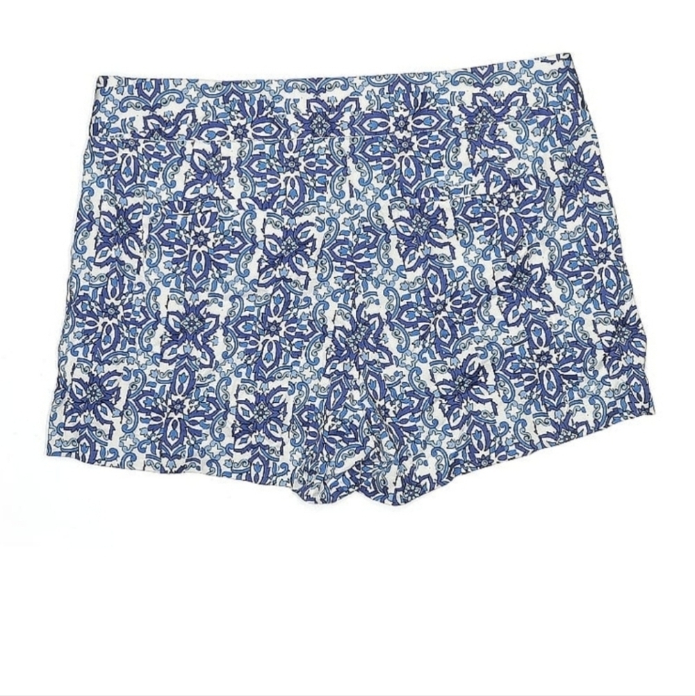 Milly Blue and White Bermuda Shorts Floral Print Sz 10